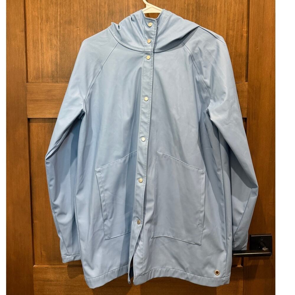 Herschel Supply Co Classic Rain Jacket Light Blue Hooded Coat Large